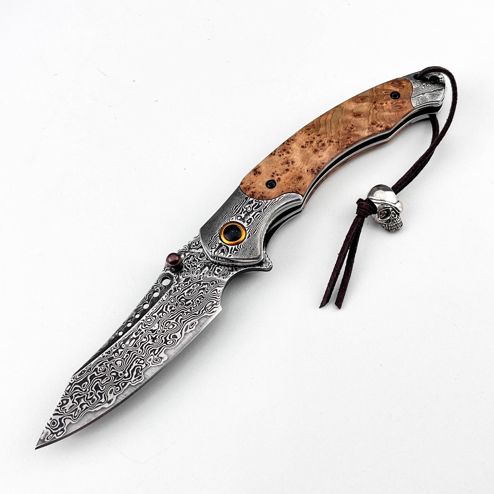Vintage Collectible Pocket Knives - Coltello Pieghevole con Motivo Damascato ad