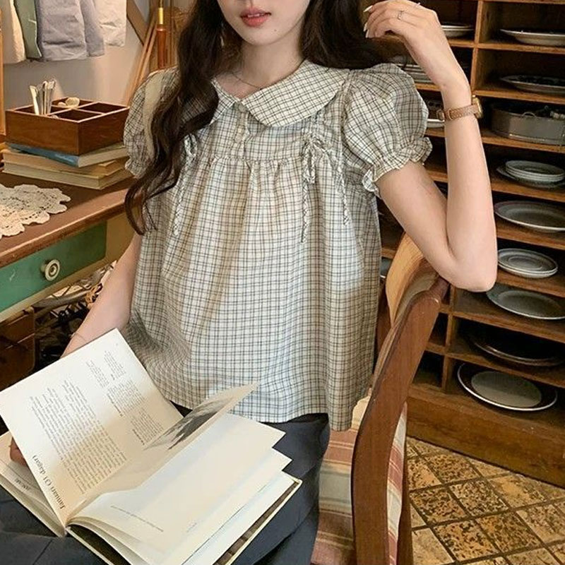 Vintage Collectible Dolls - Camicetta da donna stile preppy coreano