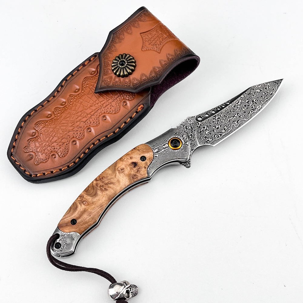 Vintage Collectible Pocket Knives - Coltello Pieghevole con Motivo Damascato ad